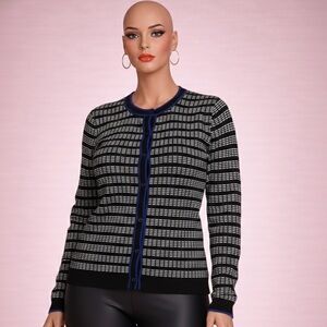 Jones Studio Black and Blue Checkered Cardigan